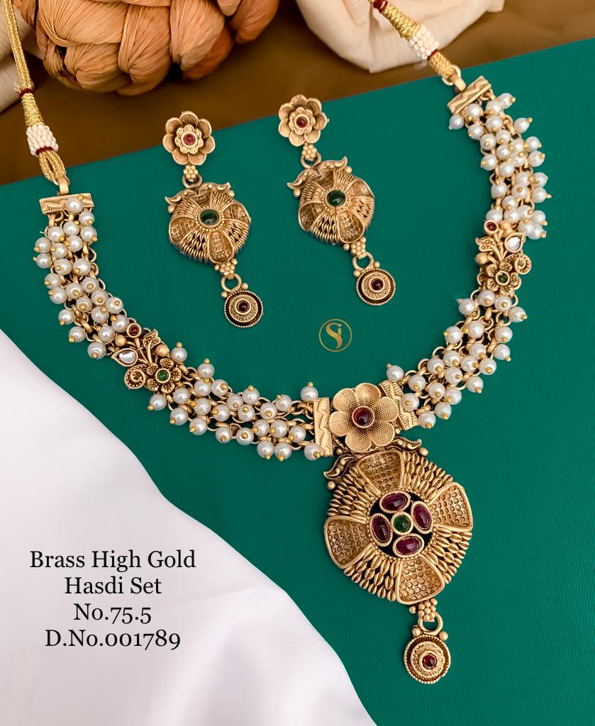 179 BH Designer Pearl Brass High Gold Hasadi Set Manufacturers

